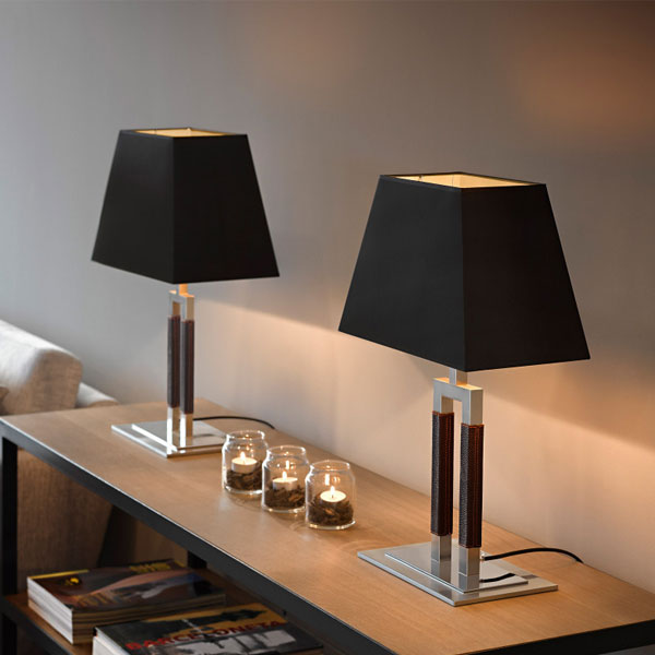 Satin Nickel Cotton Shade Ema Table Lamp Led Non Dimmable By Bover Cotton Shade Ema Table Lamp Led, Luxury Table Lamps India