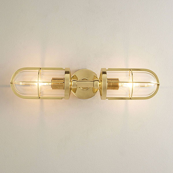 Weatherproof Ship's Double Well Glass Wall Lamp With Clear Glass