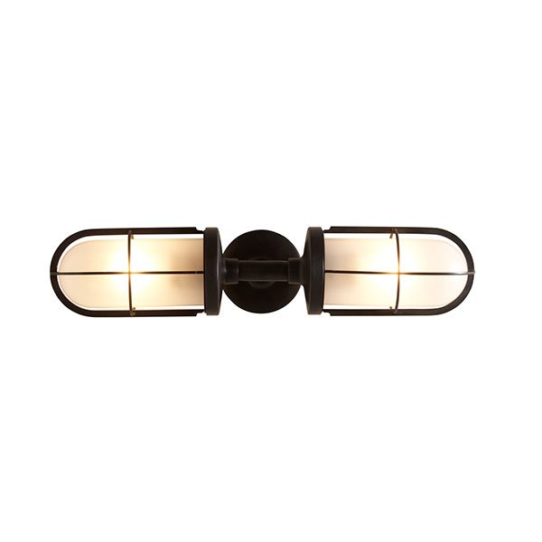 Weatherproof Ship's Double Well Glass Wall Lamp With Frosted glass