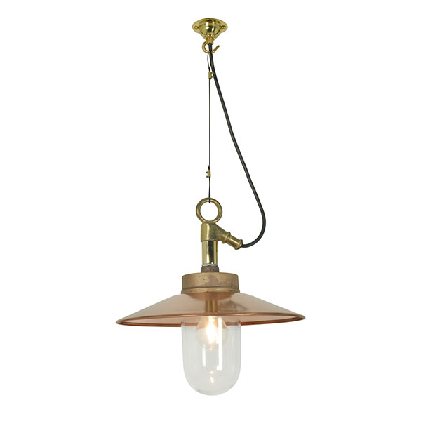 Well Glass Pendant With Visor - Clear Glass IP44