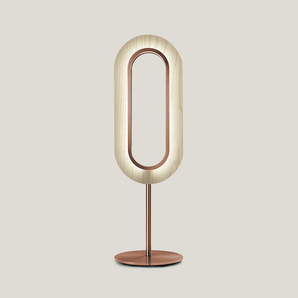Copper Grey Lens Oval Table Lamp, Copper And Grey Table Lamp