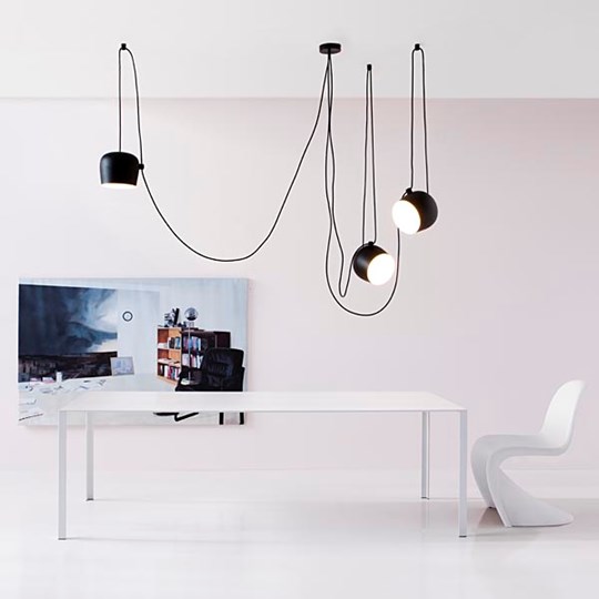 Black Aim combination of & big Suspension Lamp (LED, Dimmable) by Flos