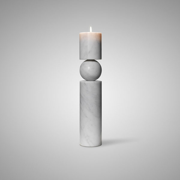 Fulcrum Candlestick White Marble Large