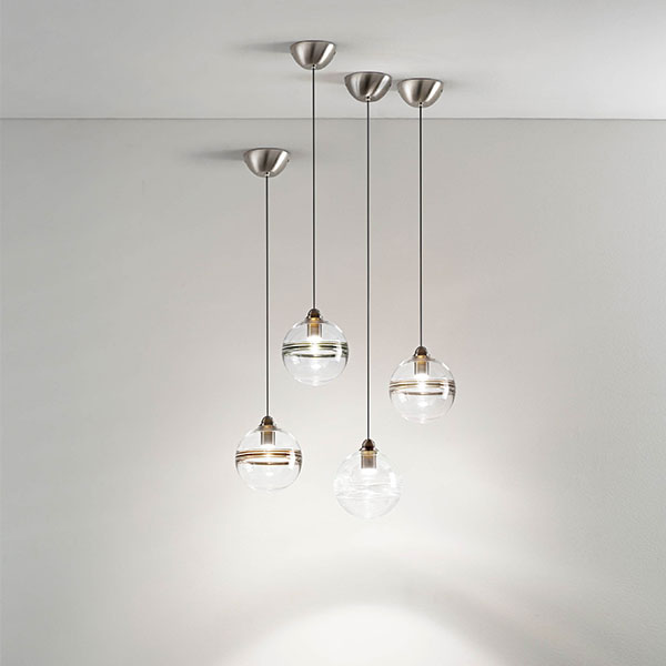 Acquiesce draad Dhr Crystal White & Glossy Brass Oro Suspension Lamp (Halogen, Phase Cut  Dimming) by Vistosi