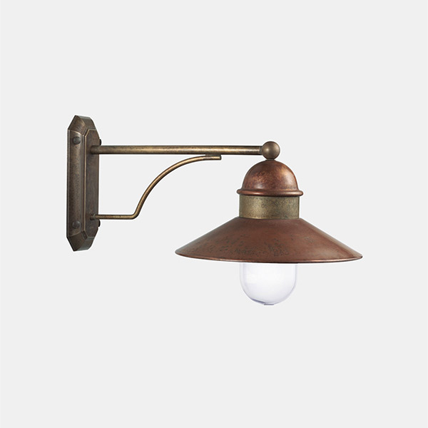 Brass & Copper With Clear Glass Calmaggiore Outdoor Wall Lamp - A