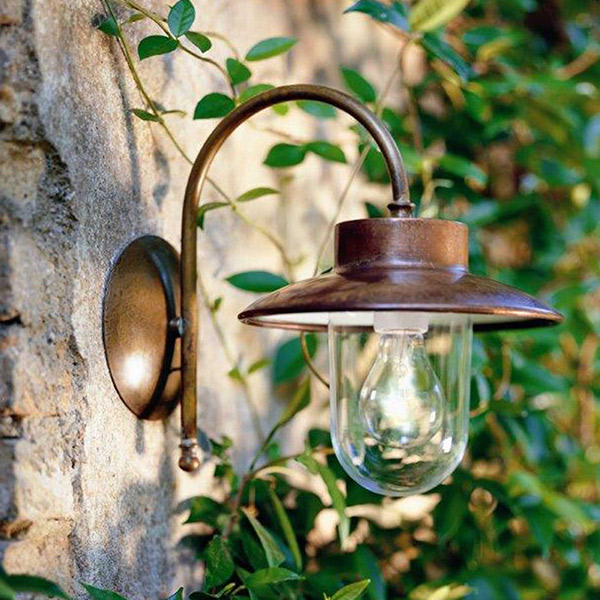 Brass & Copper With Clear Glass Calmaggiore Outdoor Wall Lamp - A