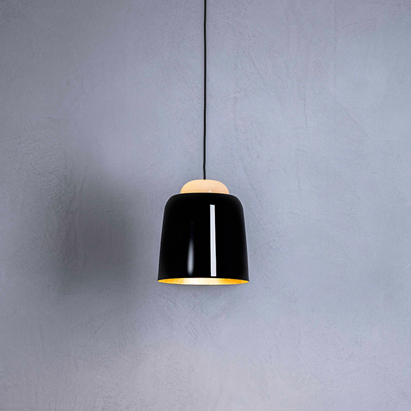 Teodora S1 Suspension Lamp With Covering in Black Fabric