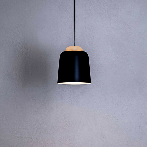 Teodora S3 Suspension Lamp With Covering in Black Fabric