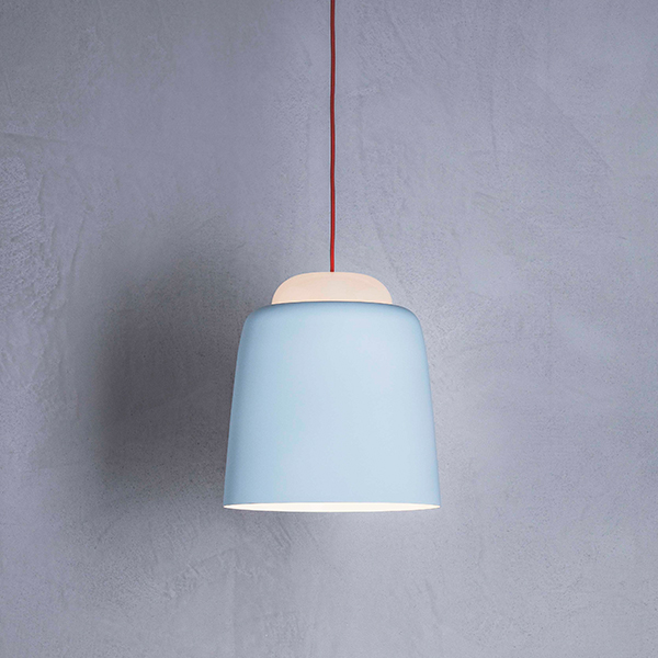 Teodora S5 Suspension Lamp With Covering in Red Fabric