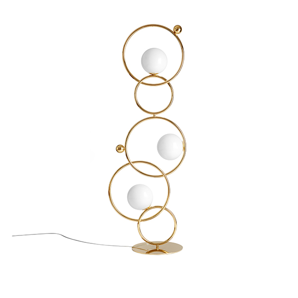 ZOE Floor Lamp With Polished Gold Metal Sphere
