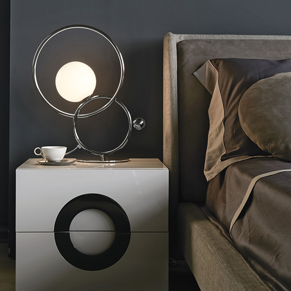 ZOE Table Lamp With Polished Black Nickel Metal Sphere