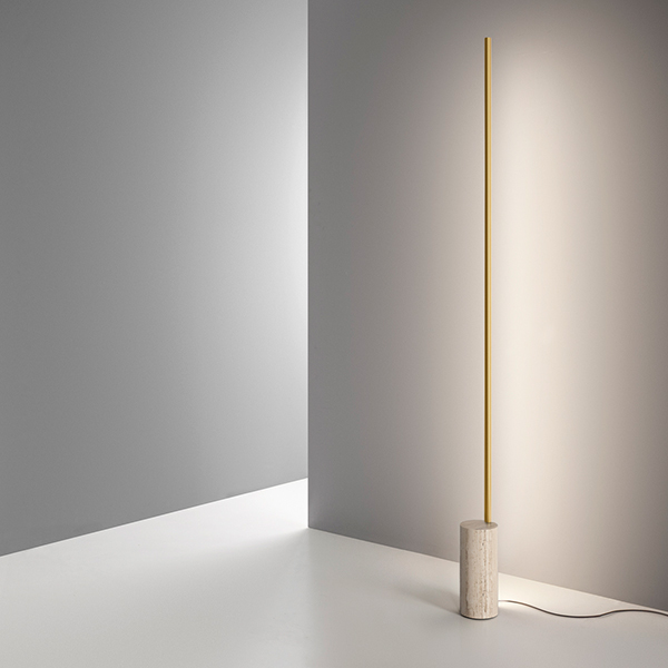 Hilow Line Floor Lamp With White Travertine Marble Base