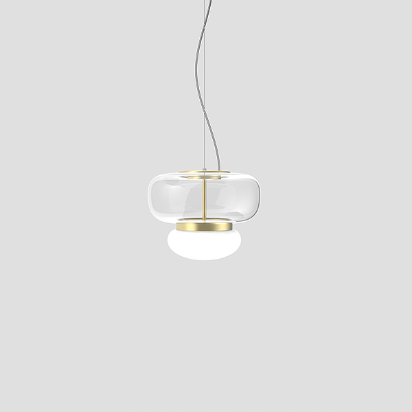 Faro Small Suspension Lamp With Painted Brass Frame