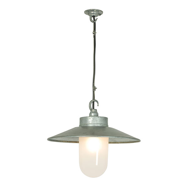 Well Glass Pendant With Visor - Frosted Glass