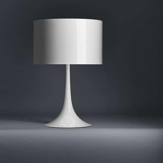 Glossy White Spun Light T1 Table Lamp Led With Dimmer By Flos