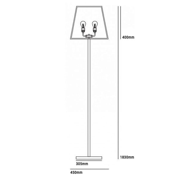 Weathered Brass & Clear Glass Quad Floor Lamp (LED, NonDimmable) by