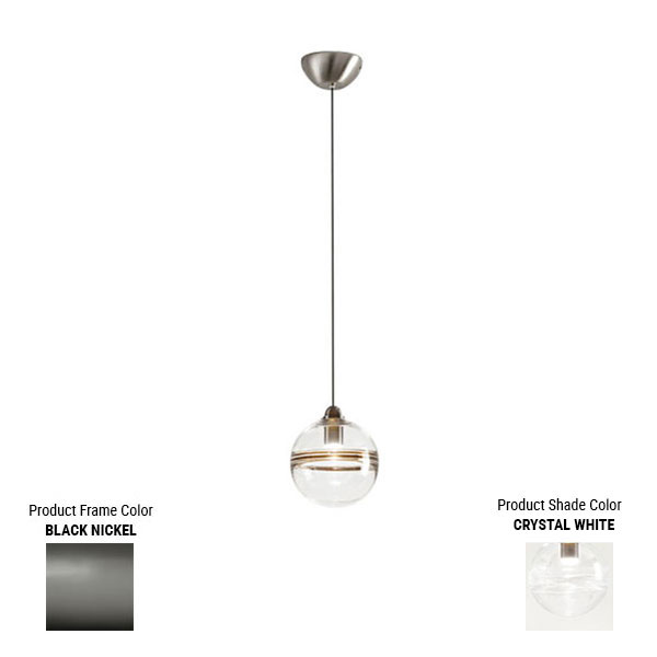 Crystal White & Black Nickel Oro Suspension Lamp (LED, Phase