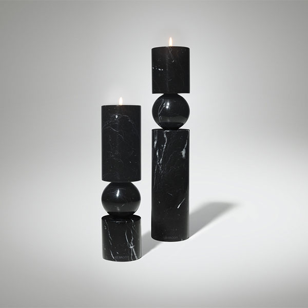 Fulcrum Candlestick Black Marble Small