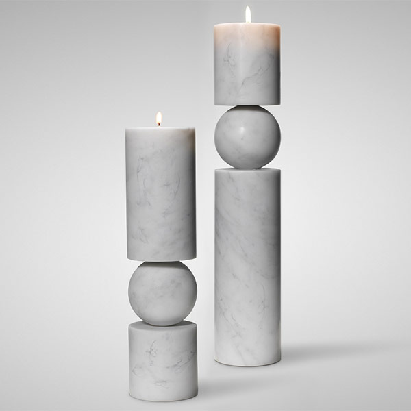 Fulcrum Candlestick White Marble Small