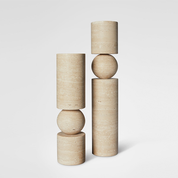 Fulcrum Large Candlestick Travertine