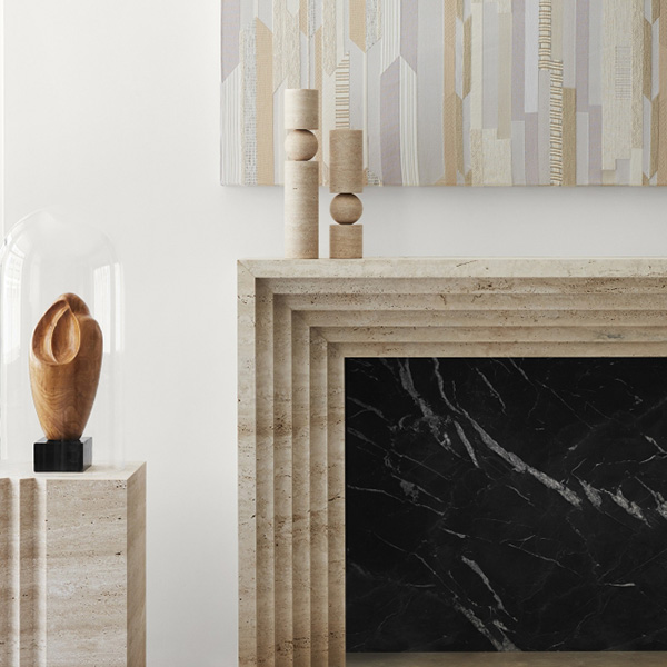 Fulcrum Large Candlestick Travertine
