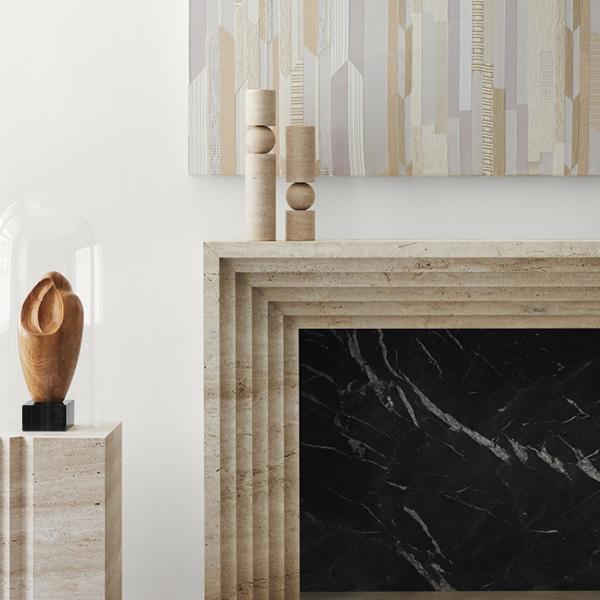 Fulcrum Small Candlestick Travertine