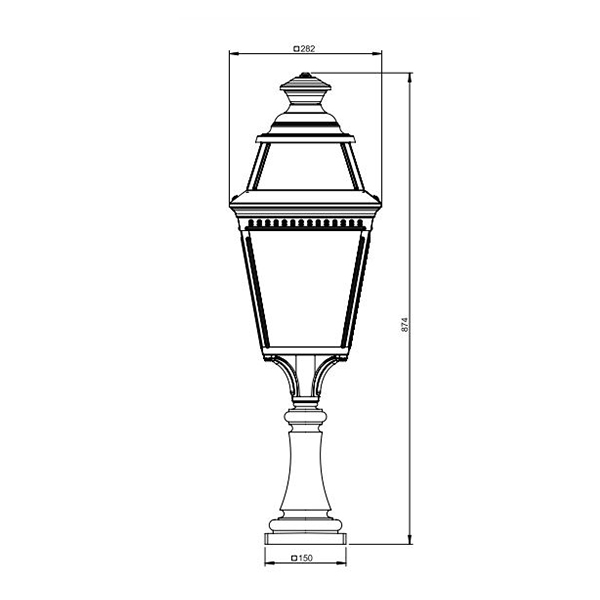 Gold Patina AVENUE 3 - MODEL N°5 -Bollards - With CLEAR DIFFUSER (LED,  Non-Dimmable) by Roger Pradier