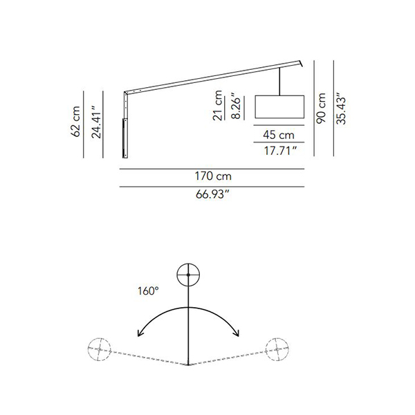 Black Cotton Angelica L 170 Wall Lamp Black Structure (LED, Non